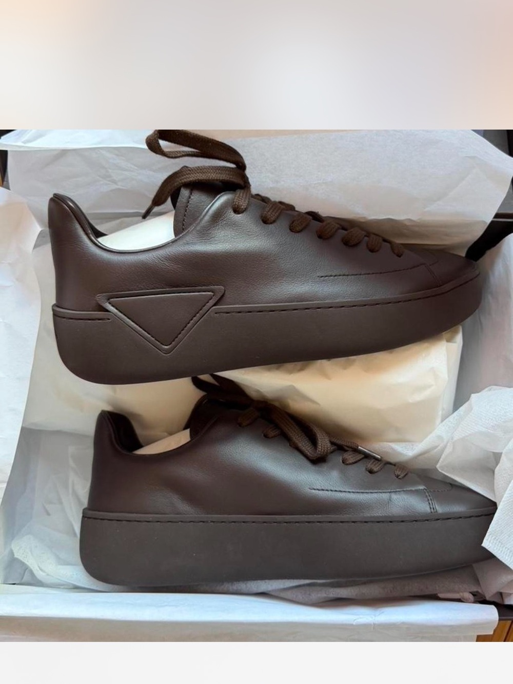 Prada Women's Dark Brown Leather Low-Top Sneakers